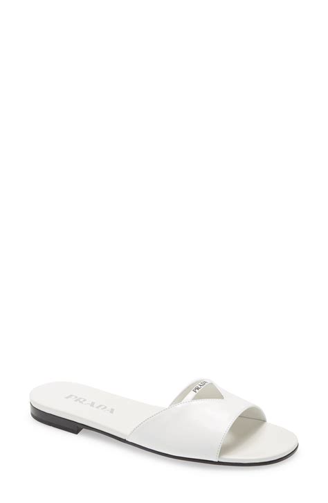 logo strap slide sandal prada|Prada platform sandals.